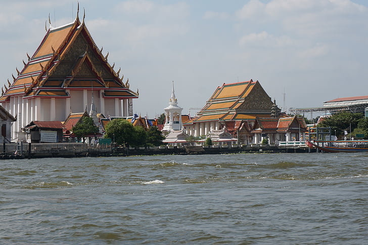 Temple, rivière, Thaïlande, l’Asie, architecture, bouddhisme, cultures