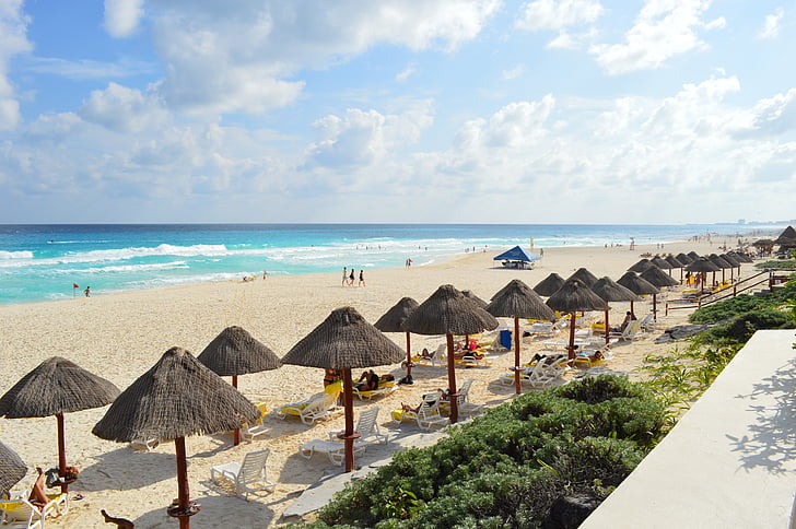 Beach, Cancun, turist, märts, arhitektuur