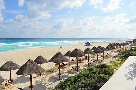 Beach, Cancun, Turistična, Mar, arhitektura