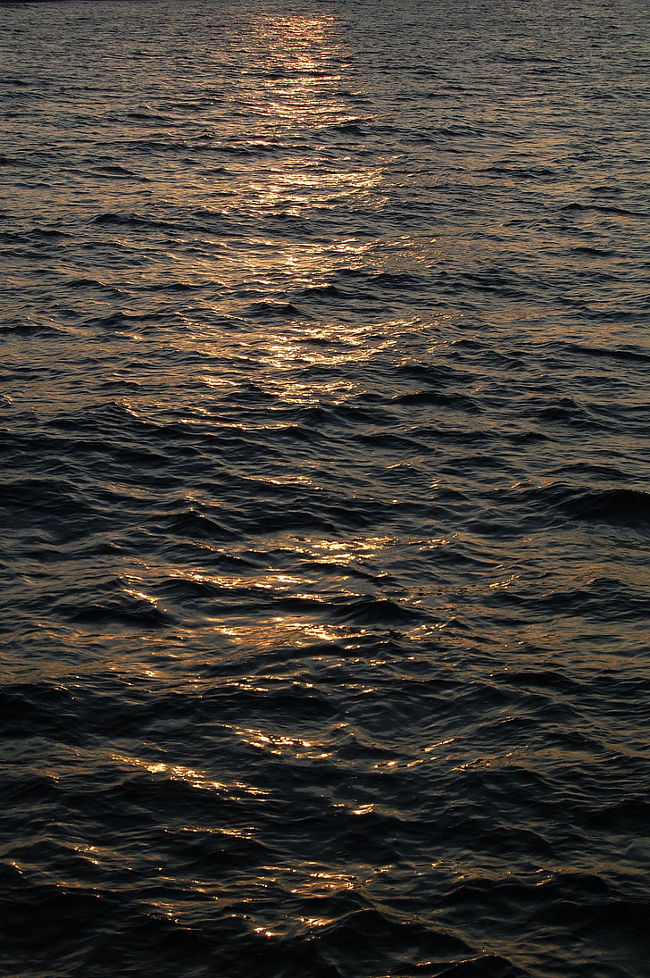 sunset, sea, baltic sea, romantic, setting sun, summer, sunset on the sea