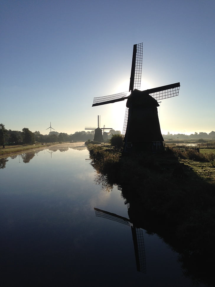 vindmølle, Alkmaar, Holland, nederlandsk, Mill, Nederland, refleksjon