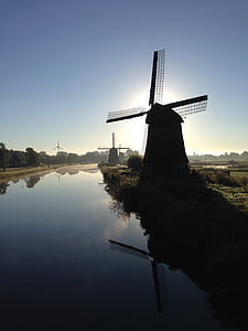 Molí de vent, Alkmaar, Holanda, neerlandès, Molí, Països Baixos, reflexió