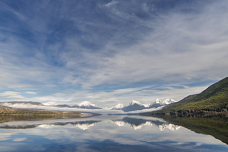 søen mcdonald, landskab, bjerge, skyline, Peak, refleksion, vand