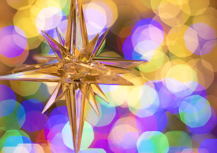 estrella, ornamento de, Navidad, celebración, vacaciones, festiva, oro