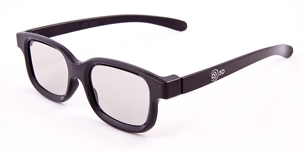 ulleres, 3D, close-up, òptica, vidre, blanc, fons