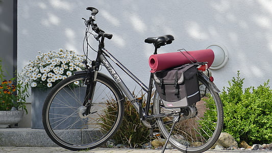 колесо, велосипед, мат, Йога, два колесное транспортное средство, Велоспорт, Спорт