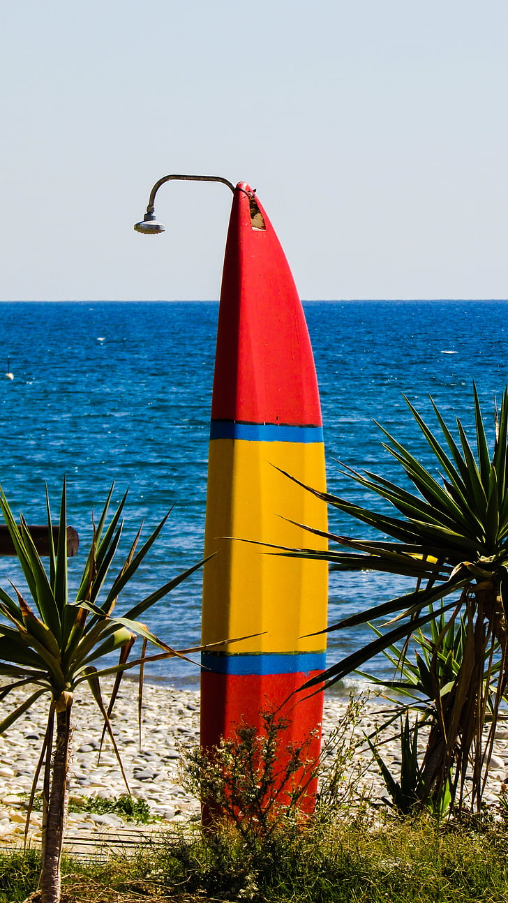 dusch, Surf club, stranden, havet, styrelsen, Kiti, Cypern