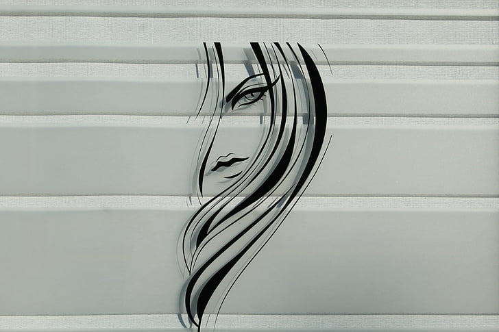 the sticker in the window, hair, hairdresser, face, cutting, shop, hairstyles