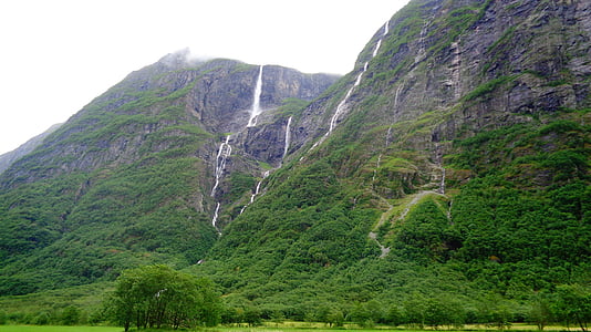 Norge, Mountain, vattenfall, sommar, vandring