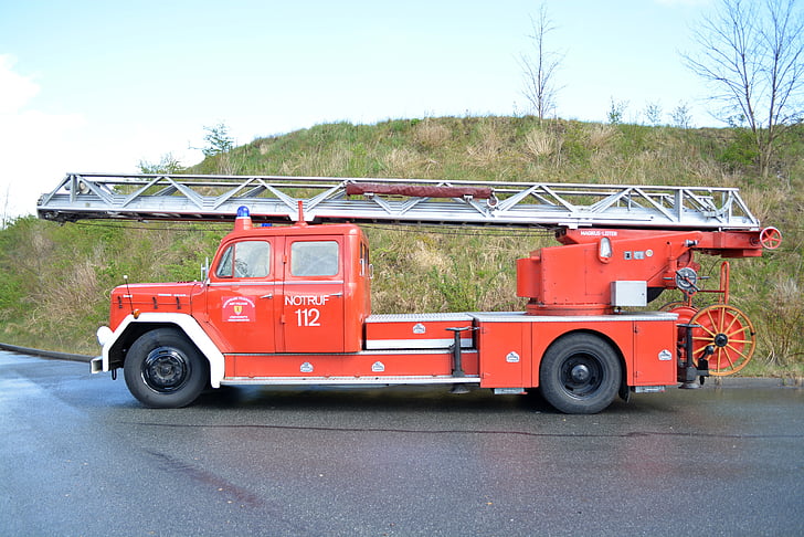 Magirus fire truck, camion de pompier, véhicule, camions de pompiers, feu, Auto, rouge