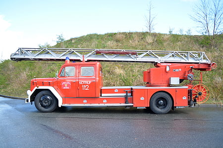 Magirus огонь грузовик, Пожарная машина, транспортное средство, пожарные машины, огонь, Авто, красный