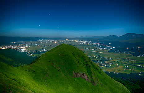 đêm, Aso, Kumamoto, núi lửa, ngôi sao, bầu trời, miệng núi lửa