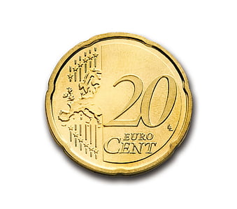 euro, cent, coin, white, background, business, money