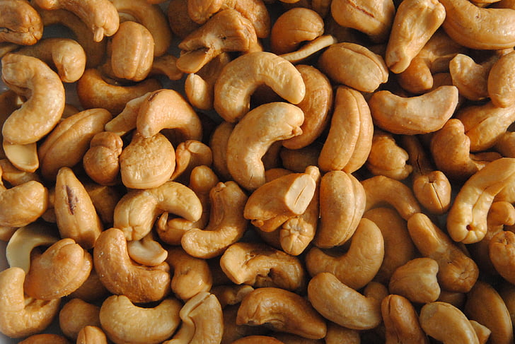 cashew kjerner, nøtter, snack, salt, nutmeat, mat, ernæring