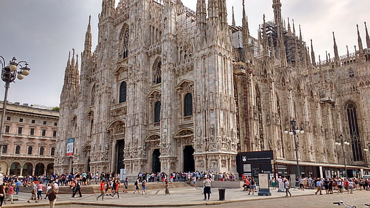 Milánó, homlokzat, székesegyház, a milánói dóm, építészet, Európa, Olaszország
