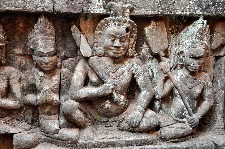 앙코르, 힌두교, 얼굴, 사원 복합물, 역사, 조각, 역사적으로