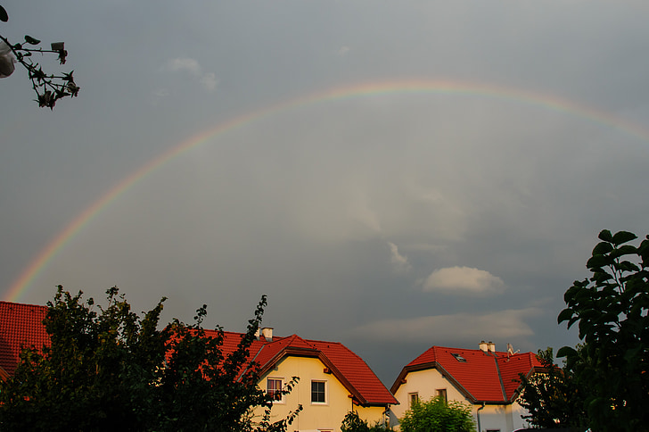 rainbow, mood, nature, sky, clouds, weather, natural phenomenon