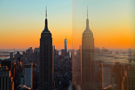 budova Empire state building, reflexie, New york, Mesto New york, NY, NYC, Manhattan