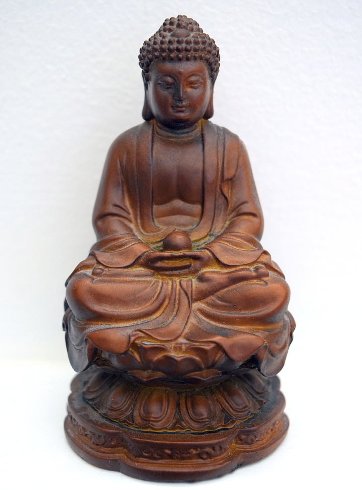 Buddha, Zen, meditáció, figura, fa, buddhizmus, szobor