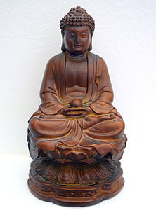 Buddha, Zen, meditace, figurka, dřevo, Buddhismus, socha