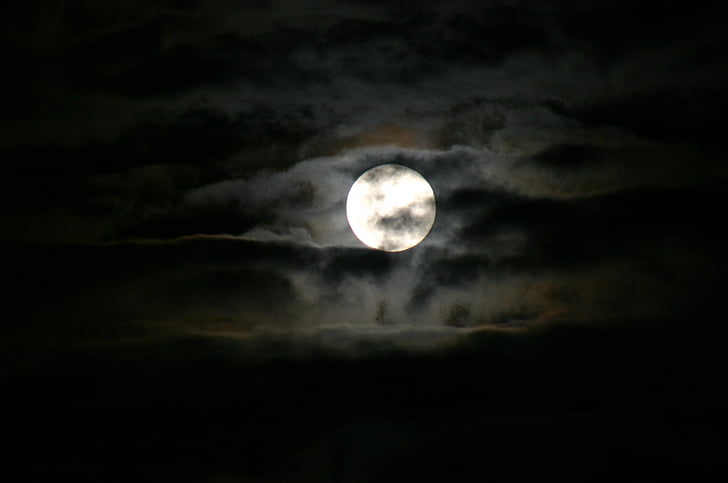 moon, night, sky, dark, black, moonlight, space