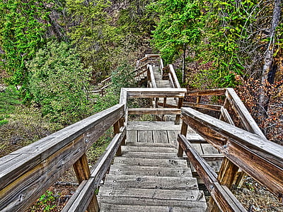 стълбище, дървени, перспектива, стъпки, Открит, посока, начин