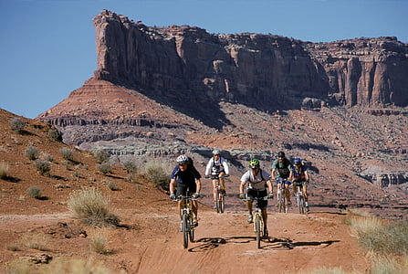 bicycling, riding, bike riding, cyclists, activity, canyonlands national park, utah