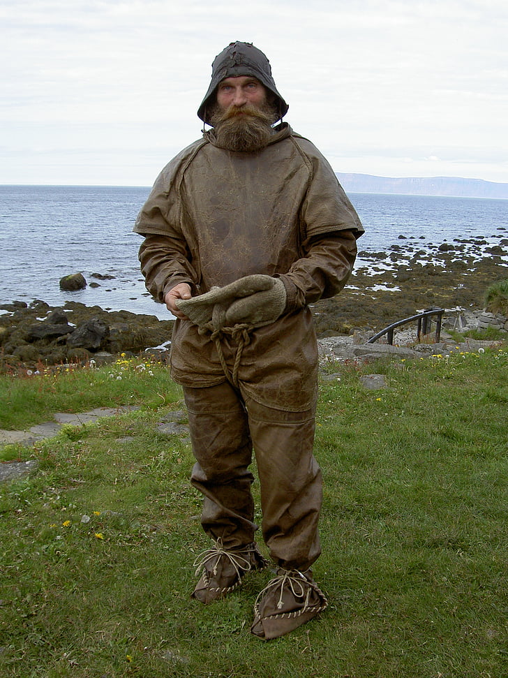 Fischer, Islandia, históricamente, pescador, local, hombres, al aire libre
