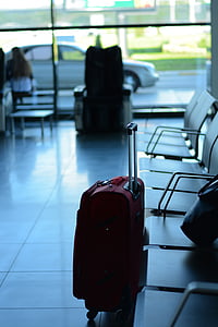 oro uostas, kelionės, keliautojas, verslo, lagaminas, išvykimo, kelionė