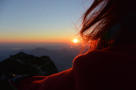 matahari terbit, Unterberg, Salzburg, Austria, Alpine, Gunung, puncak