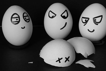 wütend, Eiern, unglücklich, Essen, Spaß