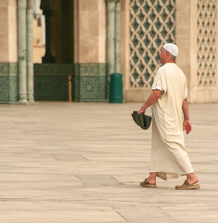 Marocko, Casablanca, moskén, mannen, bön, islam, muslimska