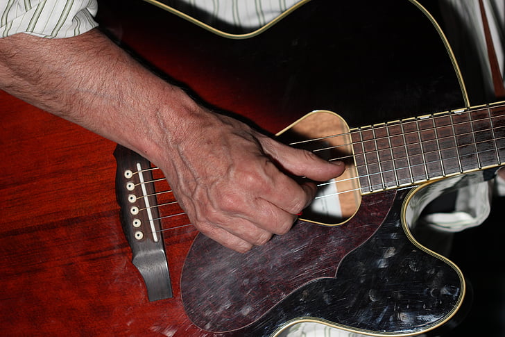 kitarr, mängija, käsi, muusika, muusik, vahend, kitarrist