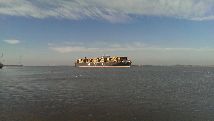 Containerschiff, Elbe, Schiff, Hamburg, Versand