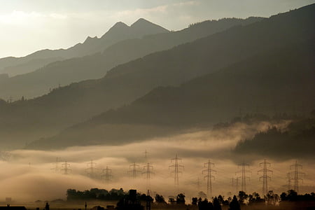 morgenstimmung, brouillard, automne, Haze, nature, paysage, lumière du matin