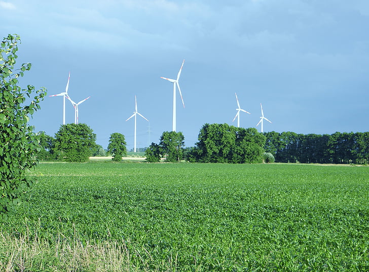 windenergie, windräder, energie, milieu, elektriciteitsproductie, hemel, blauw