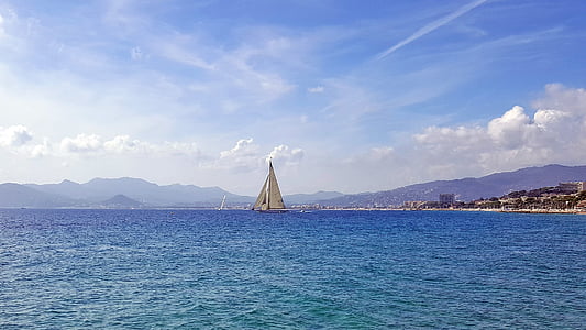 tenger, vitorlás hajó, boot, Cannes-ban, Côte d ' azur, mediterrán, regatta