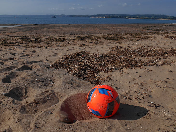 футбол, пляж, пісок, море, футбол, літо, відпочинок