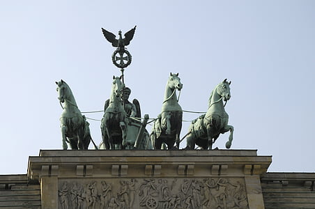 Brandenburška vrata, Berlin, arhitektura, stavbe, sonce, modro nebo, umetnost