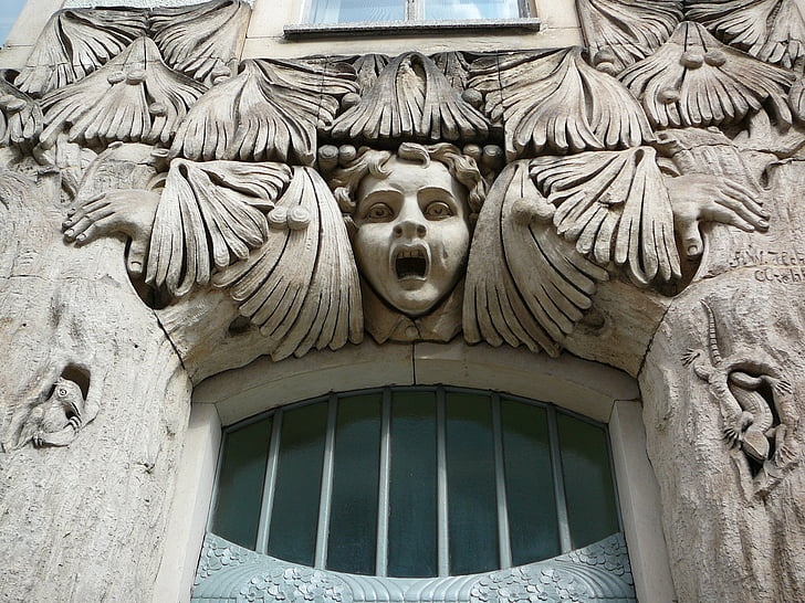 fregio di porta, Art nouveau, architettura, costruzione, ornamenti in stucco, parti dell'edificio, porte