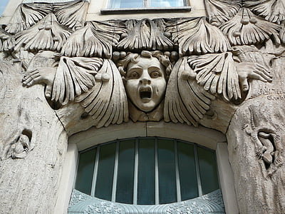 friso de porta, Art nouveau, arquitetura, edifício, ornamentos de estuque, partes do edifício, portas