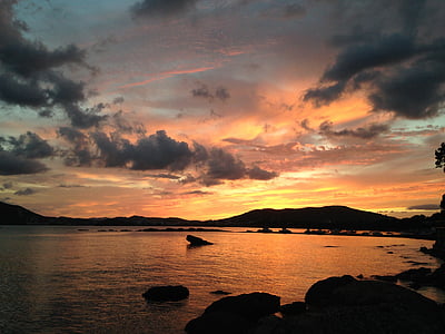 zachód słońca, Ibiza, powietrza, krajobraz, pomarańczowe niebo