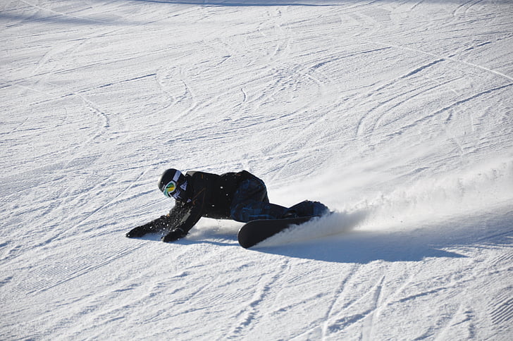 snowboard, kar, yatılı, Kış, gün, açık havada, hız