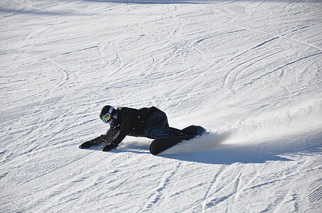 Snowboard, sneeuw, boarders, winter, dag, buitenshuis, snelheid