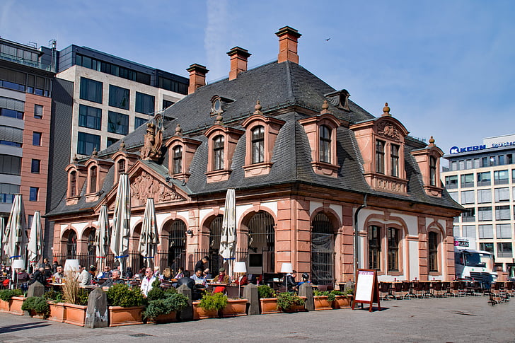 Frankfurt, Hesse, Almanya, Hauptwache, Frankfurt am main Almanya, ilgi duyulan yerler, eski bina