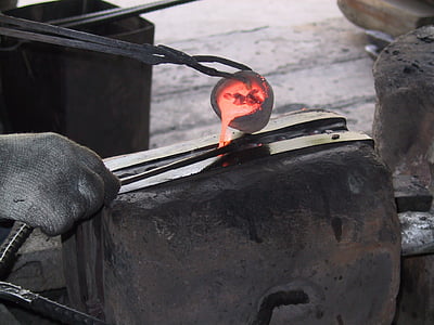 metal, molten, blacksmith, mold, glowing, hot, occupation
