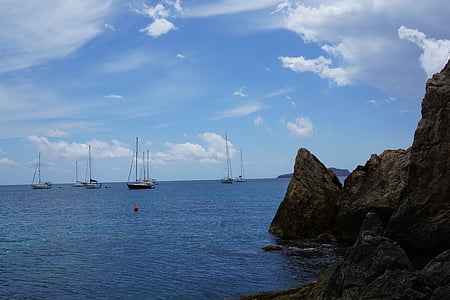 Ibiza, mar, Reservados, España, turquesa, Islas Baleares, barcos