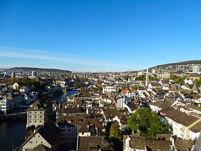 Zurich, pilsēta, Aerial view, pilsētas centrs