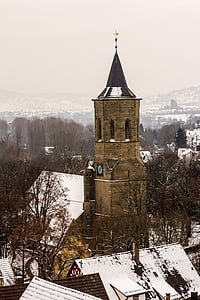 Szent Mihály-templom, Waiblingen, téli, hó, téli, hideg, templom