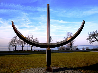sundial, time, bronze, lake constance, rorschach, switzerland